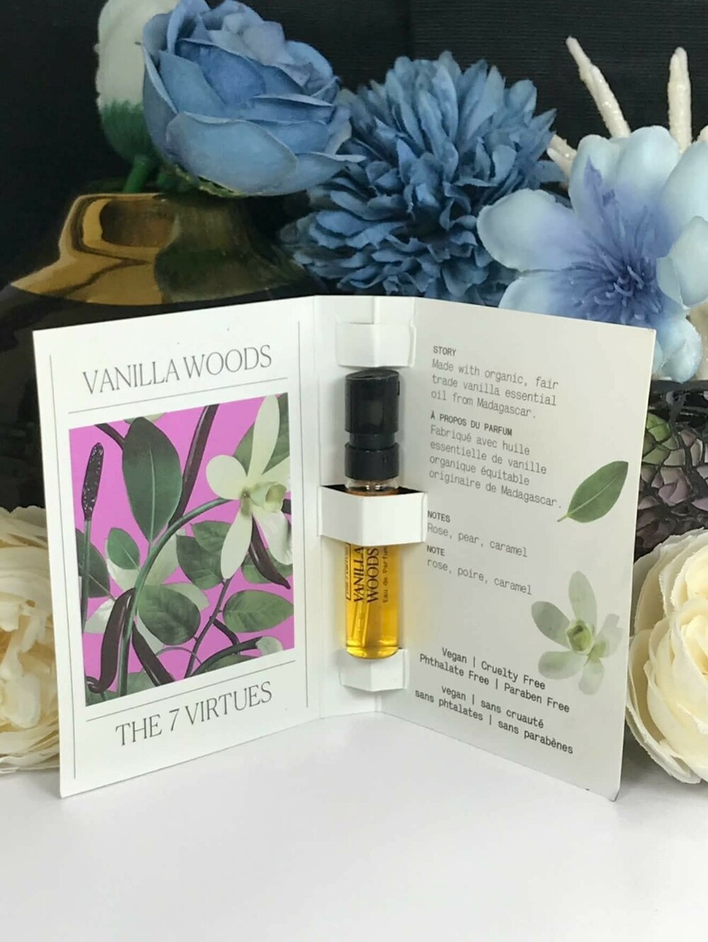 🔴 3/$15! The 7 virtues VANILLA WOODS Fràgrance Sample from Sephora *BNOC